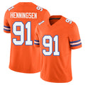 Denver #91 Henningsen Player Football V Neck Short Sleeve Orange Jersey Matt For Men Youth Women Gift