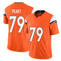 Denver #79 Peart Player Football V Neck Short Sleeve Jersey Orange Matt For Men Youth Women Gift