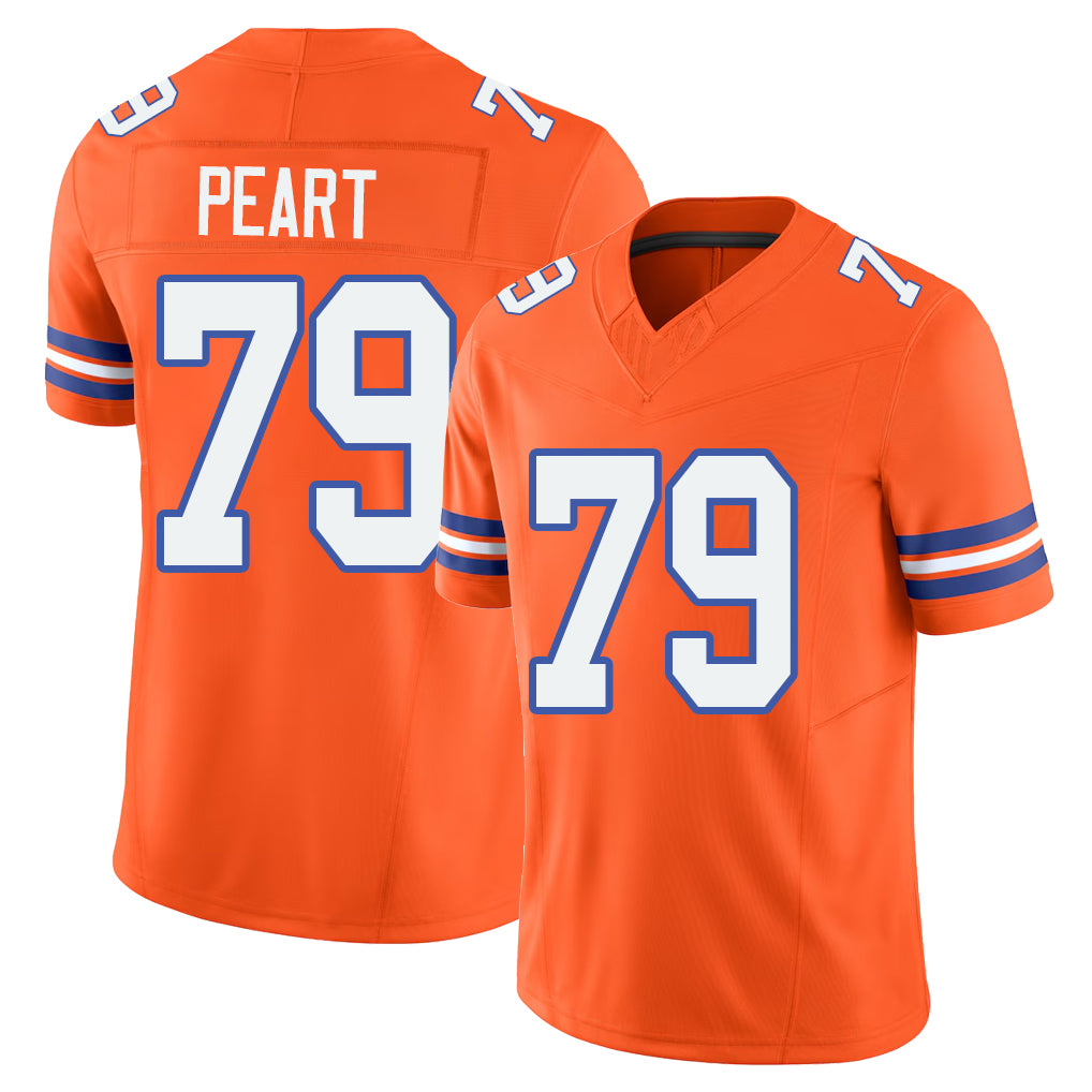 Denver #79 Peart Player Football V Neck Short Sleeve Orange Jersey Matt For Men Youth Women Gift