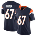 Denver #67 Deiter Player Football V Neck Short Sleeve Navy Jersey Michael For Men Youth Women Gift