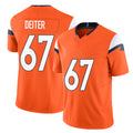 Denver #67 Deiter Player Football V Neck Short Sleeve Jersey Orange Michael For Men Youth Women Gift