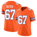 Denver #67 Deiter Player Football V Neck Short Sleeve Orange Jersey Michael For Men Youth Women Gift
