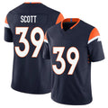 Denver #39 Scott Player Football V Neck Short Sleeve Navy Jersey Miles For Men Youth Women Gift