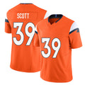Denver #39 Scott Player Football V Neck Short Sleeve Jersey Orange Miles For Men Youth Women Gift