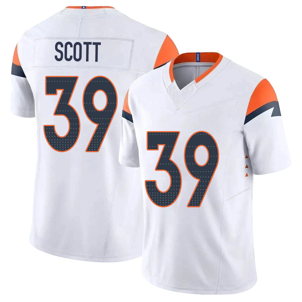 Denver #39 Scott Player Football V Neck Short Sleeve White Jersey Miles For Men Youth Women Gift