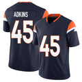 Denver #45 Adkins Player Football V Neck Short Sleeve Navy Jersey Nate For Men Youth Women Gift