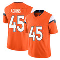 Denver #45 Adkins Player Football V Neck Short Sleeve Jersey Orange Nate For Men Youth Women Gift