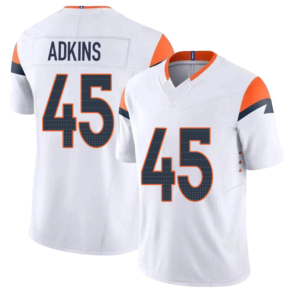 Denver #45 Adkins Player Football V Neck Short Sleeve White Jersey Nate For Men Youth Women Gift