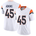 Denver #45 Adkins Player Football V Neck Short Sleeve White Jersey Nate For Men Youth Women Gift