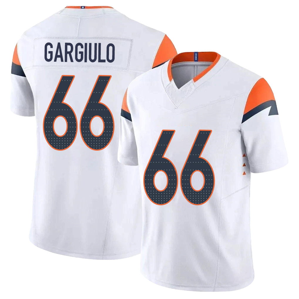 Denver #66 Gargiulo Player Football V Neck Short Sleeve White Jersey Nick For Men Youth Women Gift