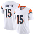 Denver #15 Bonitto Player Football V Neck Short Sleeve White Jersey Nik For Men Youth Women Gift