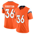 Denver #36 Robertson Player Football V Neck Short Sleeve Jersey Orange Parker For Men Youth Women Gift