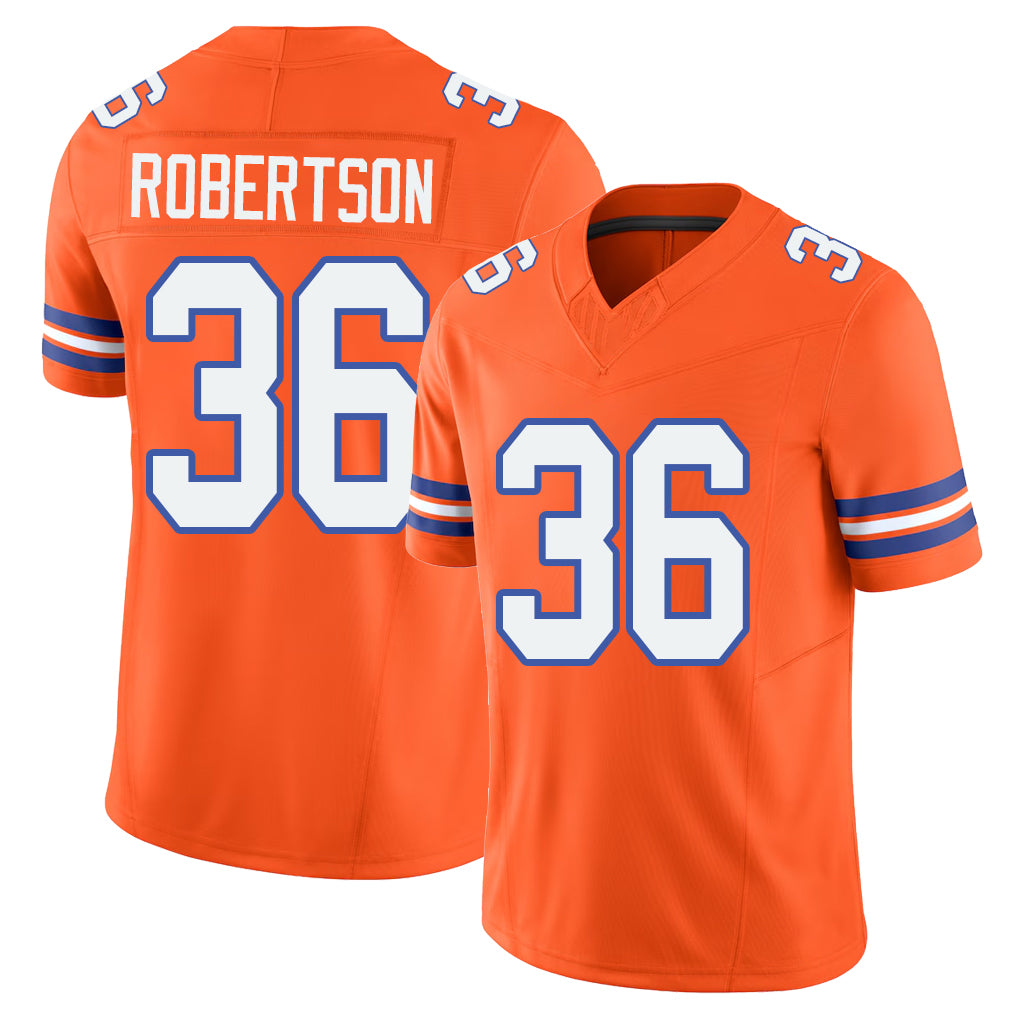 Denver #36 Robertson Player Football V Neck Short Sleeve Orange Jersey Parker For Men Youth Women Gift