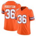 Denver #36 Robertson Player Football V Neck Short Sleeve Orange Jersey Parker For Men Youth Women Gift