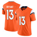 Denver #13 Bryant Player Football V Neck Short Sleeve Jersey Orange Pat For Men Youth Women Gift