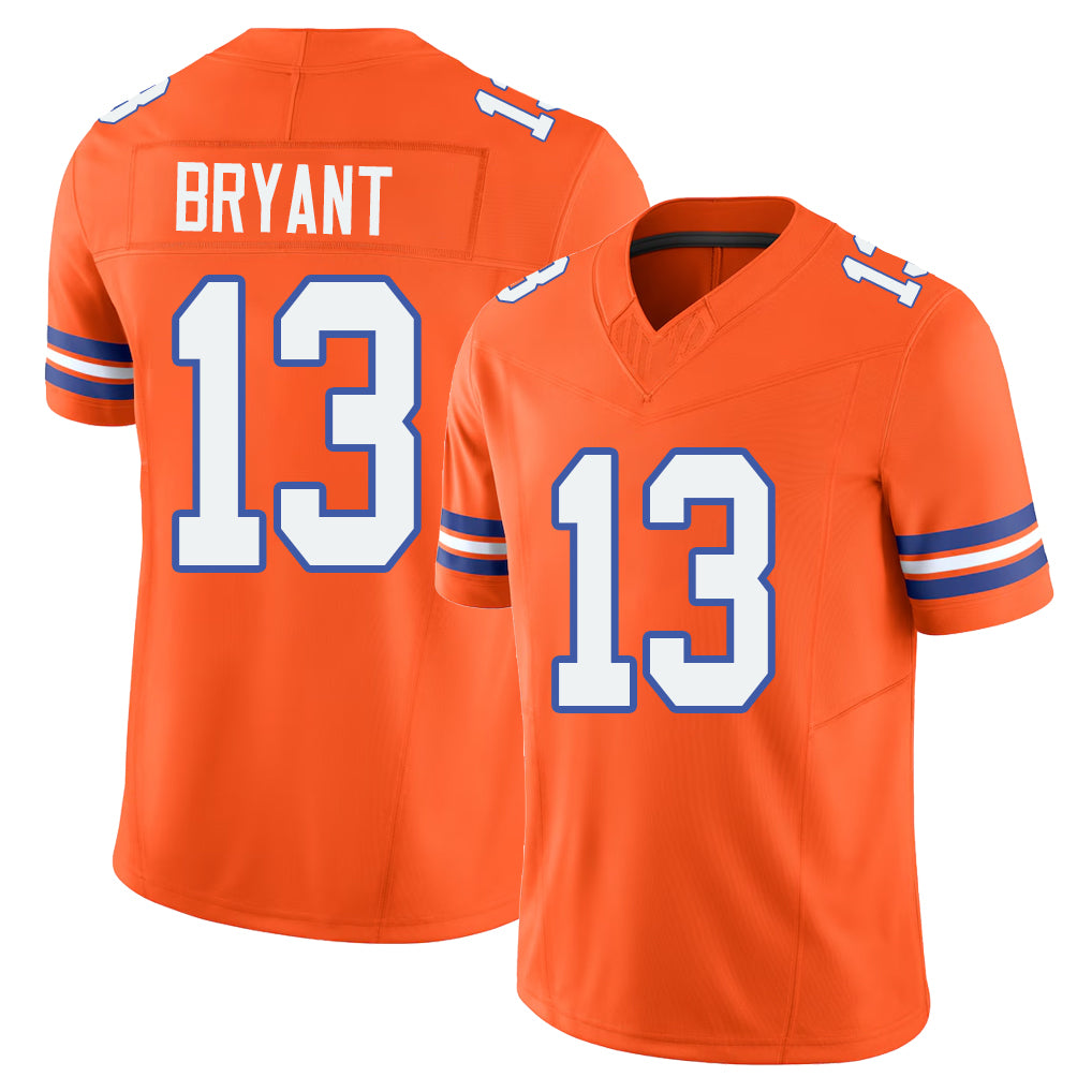 Denver #13 Bryant Player Football V Neck Short Sleeve Orange Jersey Pat For Men Youth Women Gift