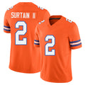 Denver #2 Surtain II Player Football V Neck Short Sleeve Orange Jersey Pat For Men Youth Women Gift