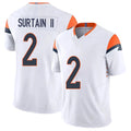 Denver #2 Surtain II Player Football V Neck Short Sleeve White Jersey Pat For Men Youth Women Gift