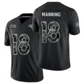 Denver #18 Manning Player Football V Neck Short Sleeve Black Jersey Peyton For Men Youth Women Gift