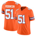 Denver #51 Robinson Player Football V Neck Short Sleeve Orange Jersey Que For Men Youth Women Gift