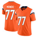 Denver #77 Meinerz Player Football V Neck Short Sleeve Jersey Orange Quinn For Men Youth Women Gift