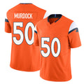 Denver #50 Murdock Player Football V Neck Short Sleeve Jersey Orange Red For Men Youth Women Gift