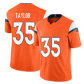 Denver #35 Taylor Player Football V Neck Short Sleeve Jersey Orange Reese For Men Youth Women Gift