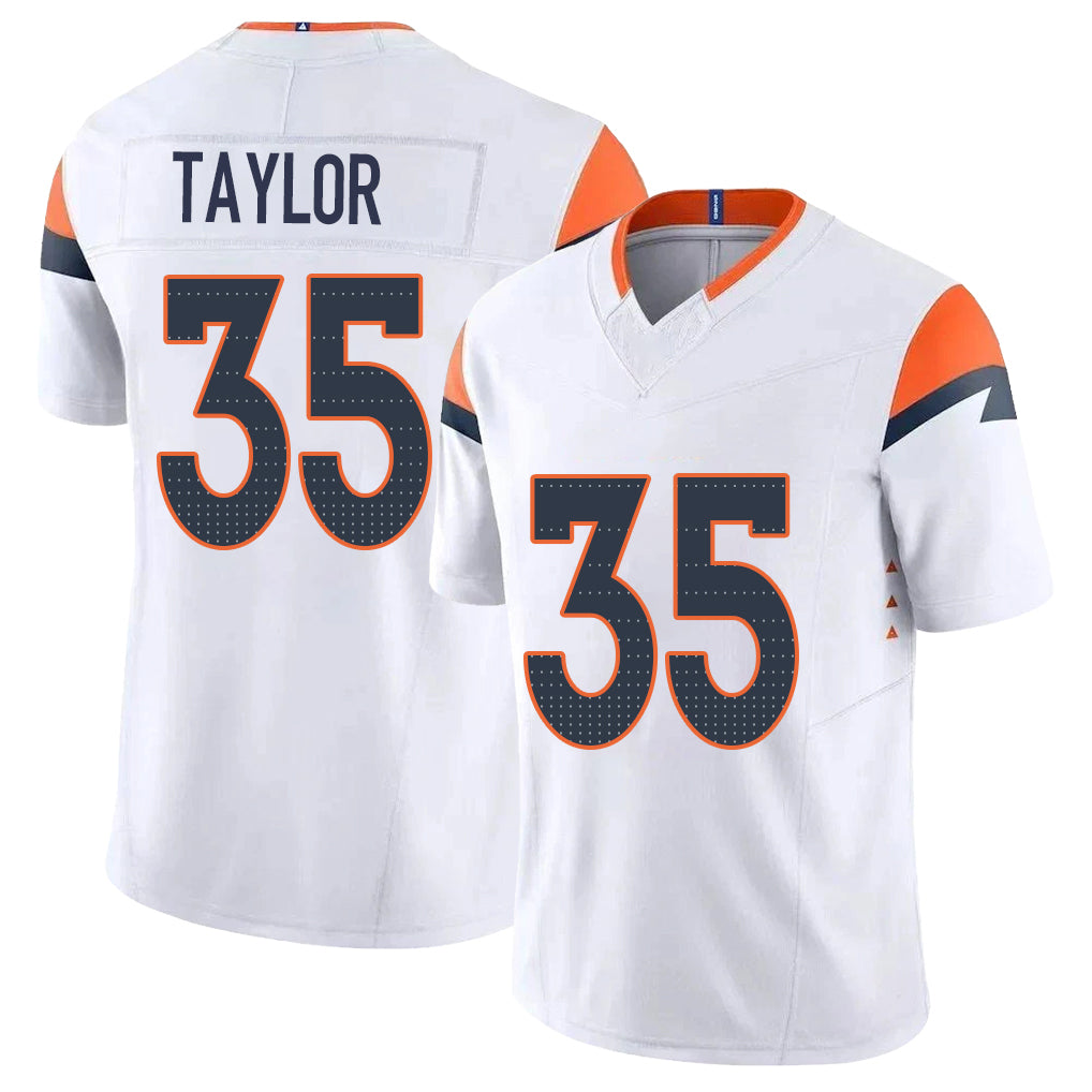 Denver #35 Taylor Player Football V Neck Short Sleeve White Jersey Reese For Men Youth Women Gift
