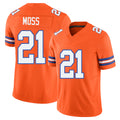 Denver #21 Moss Player Football V Neck Short Sleeve Orange Jersey Riley For Men Youth Women Gift