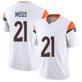 Denver #21 Moss Player Football V Neck Short Sleeve White Jersey Riley For Men Youth Women Gift