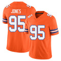 Denver #95 Jones Player Football V Neck Short Sleeve Orange Jersey Sai'vion For Men Youth Women Gift
