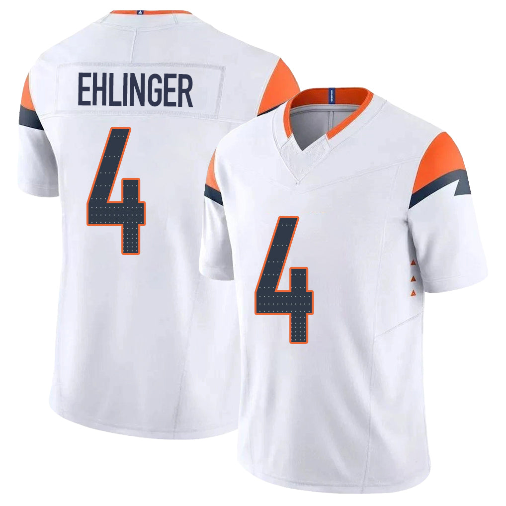 Denver #4 Ehlinger Player Football V Neck Short Sleeve White Jersey Sam For Men Youth Women Gift