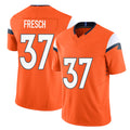 Denver #37 Fresch Player Football V Neck Short Sleeve Jersey Orange Sean For Men Youth Women Gift