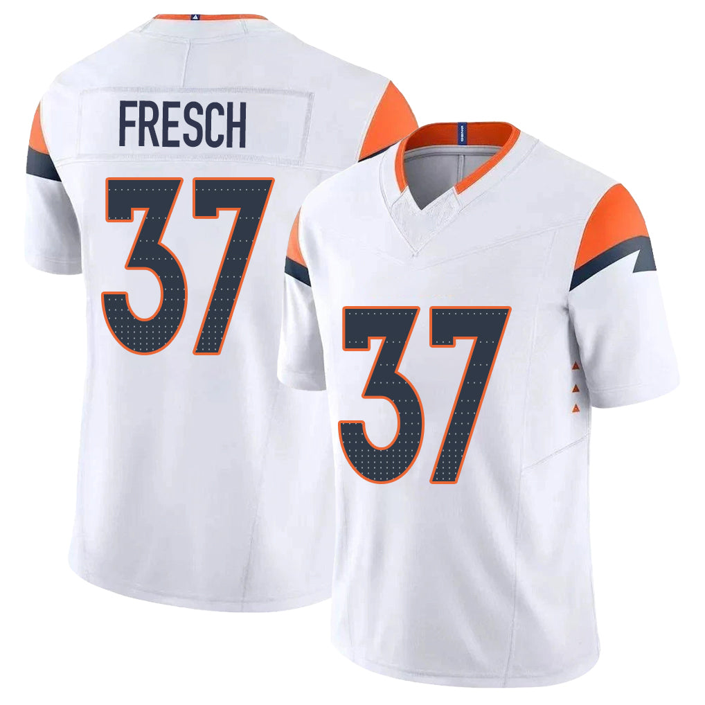 Denver #37 Fresch Player Football V Neck Short Sleeve White Jersey Sean For Men Youth Women Gift