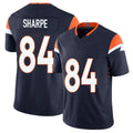 Denver #84 Sharpe Player Football V Neck Short Sleeve Navy Jersey Shannon For Men Youth Women Gift