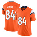 Denver #84 Sharpe Player Football V Neck Short Sleeve Jersey Orange Shannon For Men Youth Women Gift