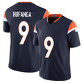 Denver #9 Hufanga Player Football V Neck Short Sleeve Navy Jersey Talanoa For Men Youth Women Gift