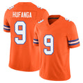 Denver #9 Hufanga Player Football V Neck Short Sleeve Orange Jersey Talanoa For Men Youth Women Gift