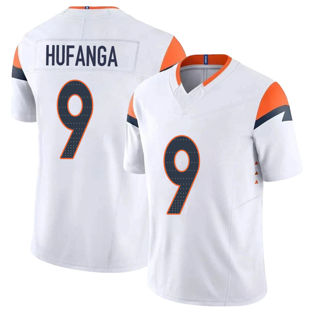 Denver #9 Hufanga Player Football V Neck Short Sleeve White Jersey Talanoa For Men Youth Women Gift