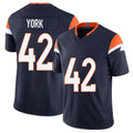 Denver #42 York Player Football V Neck Short Sleeve Navy Jersey Taurean For Men Youth Women Gift