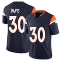 Denver #30 Davis Player Football V Neck Short Sleeve Navy Jersey Terrell For Men Youth Women Gift