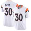 Denver #30 Davis Player Football V Neck Short Sleeve White Jersey Terrell For Men Youth Women Gift