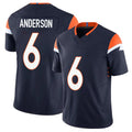 Denver #6 Anderson Player Football V Neck Short Sleeve Navy Jersey Tycen For Men Youth Women Gift