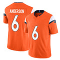 Denver #6 Anderson Player Football V Neck Short Sleeve Jersey Orange Tycen For Men Youth Women Gift