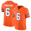 Denver #6 Anderson Player Football V Neck Short Sleeve Orange Jersey Tycen For Men Youth Women Gift