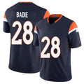 Denver #28 Badie Player Football V Neck Short Sleeve Navy Jersey Tyler For Men Youth Women Gift