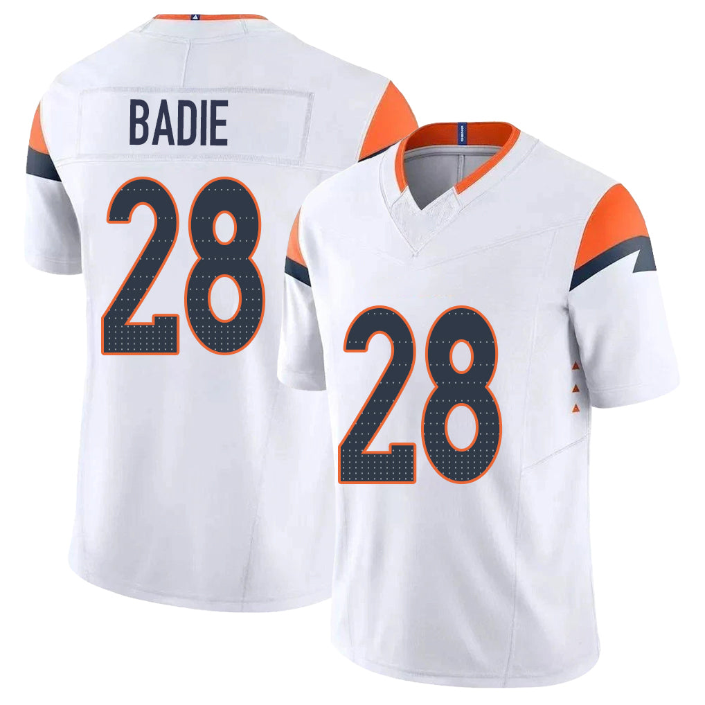 Denver #28 Badie Player Football V Neck Short Sleeve White Jersey Tyler For Men Youth Women Gift