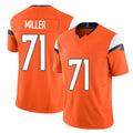 Denver #71 Miller Player Football V Neck Short Sleeve Jersey Orange Tyler For Men Youth Women Gift