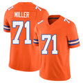 Denver #71 Miller Player Football V Neck Short Sleeve Orange Jersey Tyler For Men Youth Women Gift