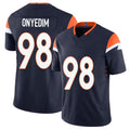 Denver #98 Onyedim Player Football V Neck Short Sleeve Navy Jersey Tyler For Men Youth Women Gift